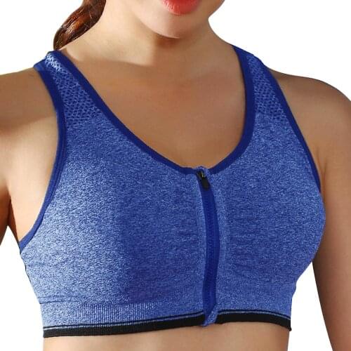 Women Zipper Push Up Sports Bras Vest Underwear Shockproof Breathable Yoga Bra Fitness Top Athletic Running Bra No Steel Ring
