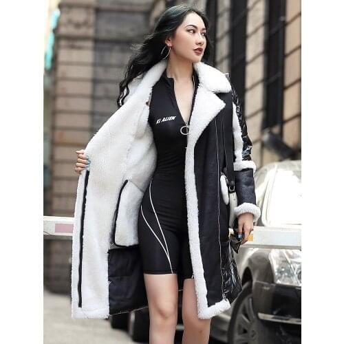 Real 2020 Fur Coat Winter Coat Women Sheep Shearling Puffer Down Jacket Women Long Real Wool Coats Manteau Femme MY4689 s