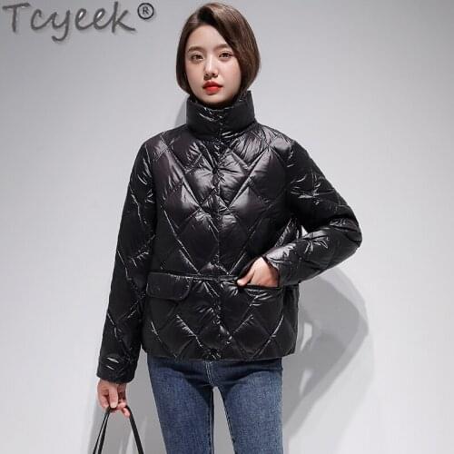 Tcyeek winter light jacket women white duck down coat womens clothing short slim parka korean style chaquetas para mujer SQQ479