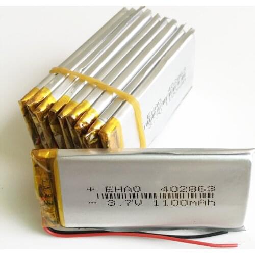 Lot 10 pcs 1100mAh Lithium Polymer Li-Po Rechargeable Battery 3.7V 402863 For MP3 GPS PSP DVD camera video game E-books speaker