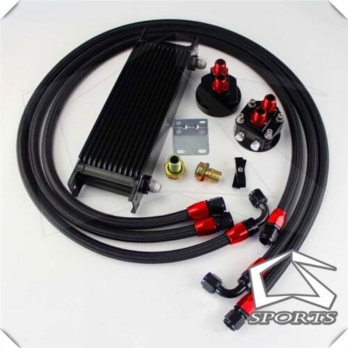 13 Row AN8 Engine Oil Cooler + 3/4*16 & M20 Filter Relocation Adapter Kit