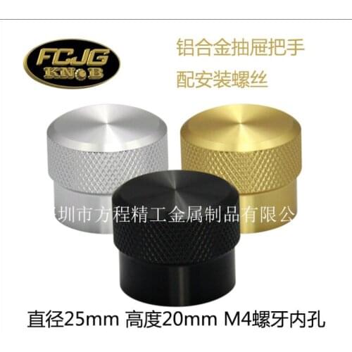 2pcs aluminum High gloss garland 25*20mm beautiful Pull flower Knurled cap Wardrobe door handle Drawer M4*20mm screw