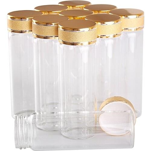 24 pieces 45ml 30*90mm Glass Bottles with Golden Frosted Caps Transparent Glass Perfume Bottle Spice Bottles Spice Jars