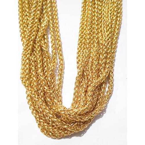 3meter in bulk Golden 3MM stainless steel Braided chain Link Jewelry marking Jewelry findings Chain DIY bag keychain Accessories
