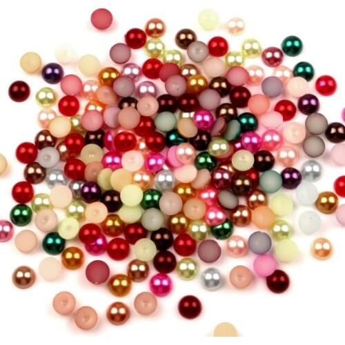 300Pcs Mixed 9mm Half Round Pearl Beads Craft Cabochon Scrapbook Decoration Flatback Nail Art Garment Beads DIY Accessories