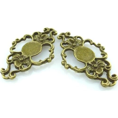 5pcs Antique Bronze 42*27mm Flower Connector Charms Pendant For Jewelry Making Bracelet Vintage Accessories