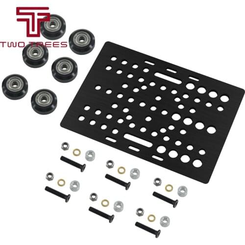 3D printer parts Black Aluminium V-Slot Gantry Plate Set 20 - 80mm with V-Slot Solid V Wheel POM Kit POM for CNC Machine Parts