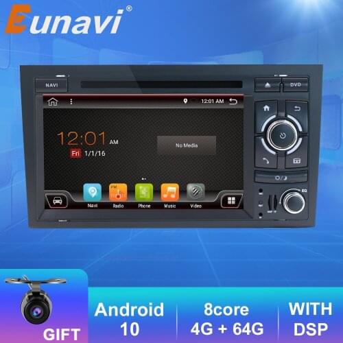 Eunavi 2 Din Car Multimedia Player Radio GPS Android DVD For Audi/A4/S4 2002-2008 Automotivo 2Din DVD Head Unit 4G 64GB DSP BT
