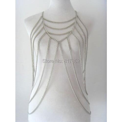 FREE SHIPPING NEW STYLE B22 SILVER PLATED CHAINS JEWELRY FULL BODY CHAINS JEWELRY 3 COLORS