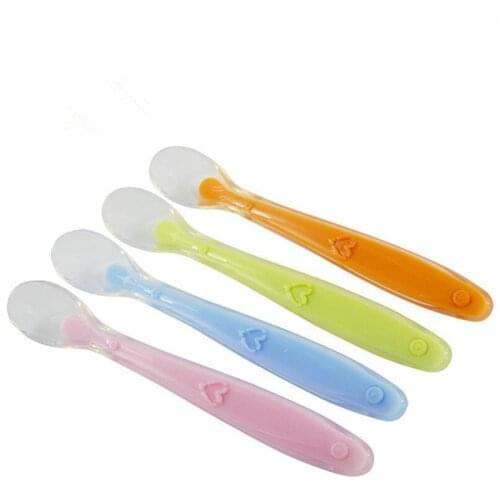 Safety Soft Silicone Feeding Spoon for Baby Dinning Child Training Tableware Weaning Spoon BPA Free