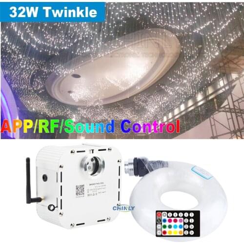 Bluetooth Control 32W RGBW Twinkle Fiber Optic Light Music RF Controller 5m 700 Strands Mixed Fibers Optic Cable