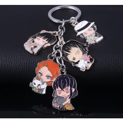 Anime Alloy Keychain Demon Slayer Kimetsu no Yaiba Blade of Ghost High Quality Key Ring for Women Girl Gift Cosplay Prop