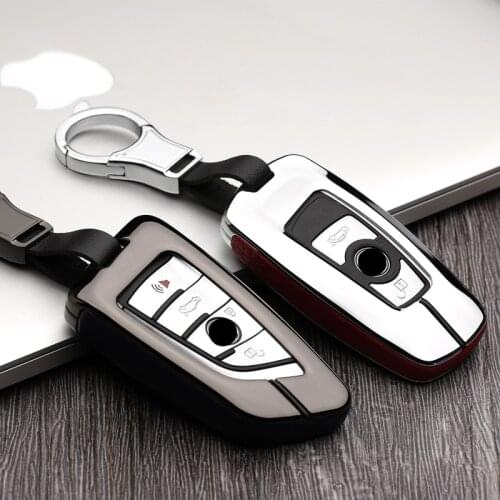 Genuine Leather Galvanized Car Key Cover Case For BMW 520 525 E46 E60 E90 F10 F30 F48 F39 X5 X6 M4 Protection Key Shell Styling