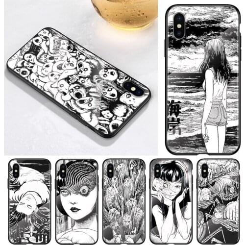 Junji Ito Tees Horror For Apple iPhone 12 11 8 7 6 6S XS XR SE X 2020 Pro Max Mini Plus Tempered Glass Phone Case