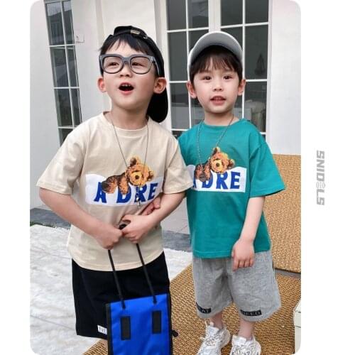 Kids T Shirts for Boys Summer New Toddler Boys Fashion Cartoon Bear T-shirts Casual Loose Cotton Children Tee Shirt Baby Clothes