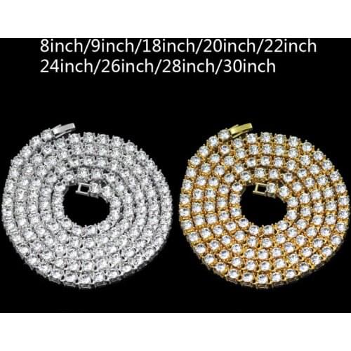 Hip Hop Crystal Jewelry Iced Tennis Chain Men Chunky Necklace Iced Cubic Zircon Miami Cuban Link Chain Necklace Jewelry