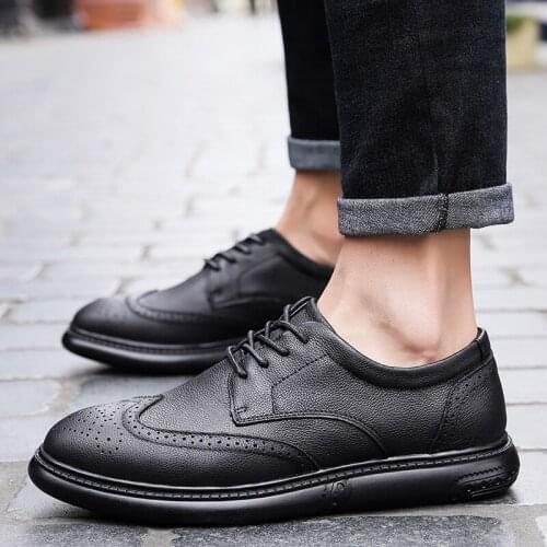 Hombre for genuine 2020 causal flat shoes man para leisure sport leather men mens shoe mens casuales loafers de spring black