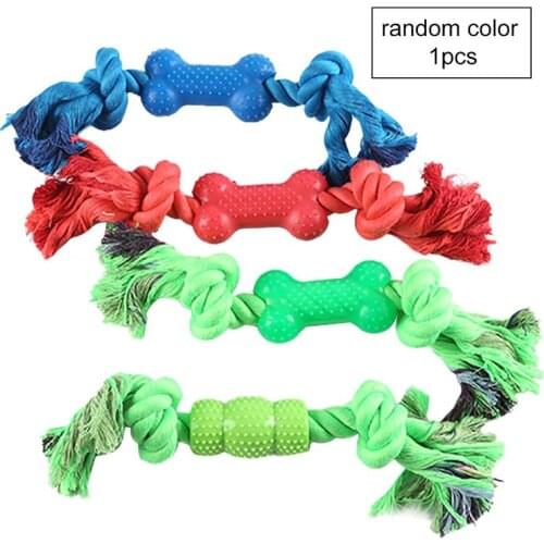 Kapmore 1pc Dog Rope Bone Shape Toy Bite Resistant Washable Pet Rope Toy For Training Pet Supplies Pet Accessories Random Color