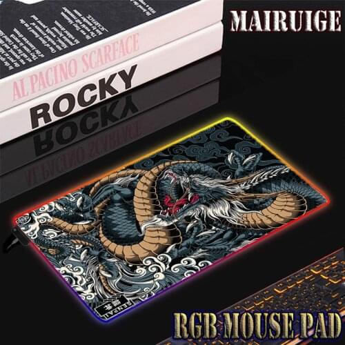 Chinese Style Dragon and Fish Pattern RGB Mouse Pad LED Computer Mousepad XXL Gamer Desk Mat Pad Non-slip for PC Keyboard Laptop