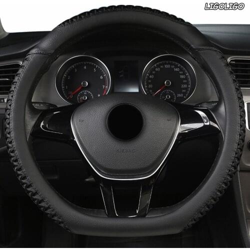 LIGOLIGO Leather Car Steering Wheel Cover For Suzuki Vitara Swift Jimny SX4 S Cross Dzire Celerio Ertiga APV