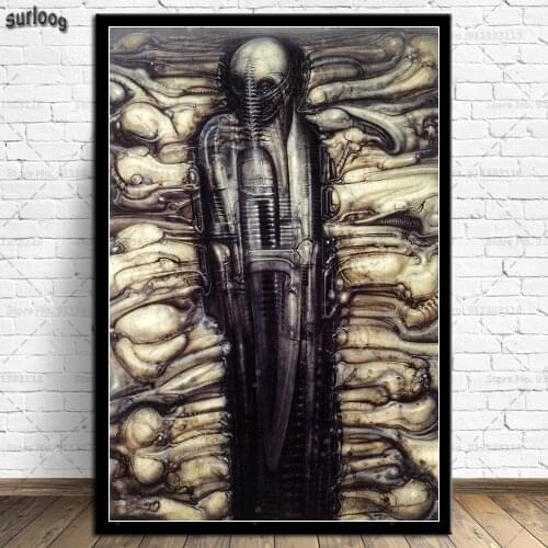 Wall Art Poster Hr Giger Li II Alien Horror Artwork Retro Pictures Prints Canvas Painting for Living Room Home Decor