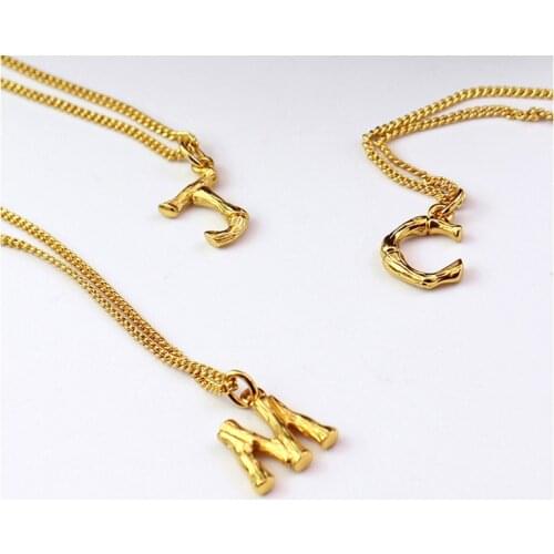 Hot Sell Brand 26 Letter Pendants Gold Color Small Size Bamboo festival Necklace Jewelry For Women Best Gift DJ1310