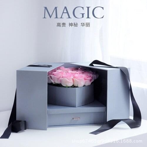 36pcs Magic Cube Drawer Gift Box Heart-Shaped Double Door with Ribbon High-Grade Gift Box Floral Gift Box