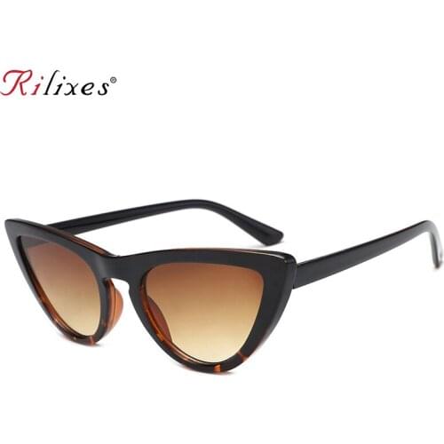 RILIXES Brand Cat Eye Sunglasses Women 2018 New Fashion Triangle Small Size Frame Eyewear Reb Blue Lens Sun Glasses UV400