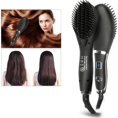 Hair Brush Fast Hair Straightener Comb hair Electric brush comb Irons Auto Straight Hair Comb brush LED Display EU/US plug