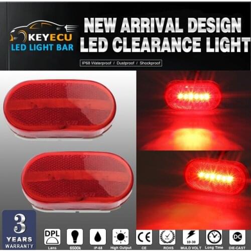 KEYECU LED 2pcs Marker Lights RED Outline Lamps Bus Truck Trailer Camper Motorhome 6 Diode LED Clearance Side Marker Light