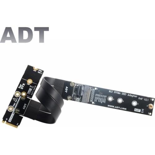 ADT-Link R44MF M.2 NVMe SSD Extension Cable PCIe3.0 x4 Full Speed NVMe M-Key STX Extender Turning 90 Degree Right Angled
