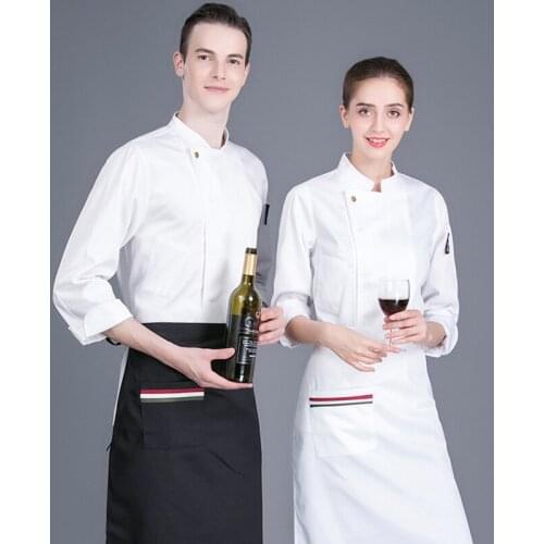 WELIVENICE Chef Uniforms One Button Food Services Cooking Clothes Standing Collar 4 Color