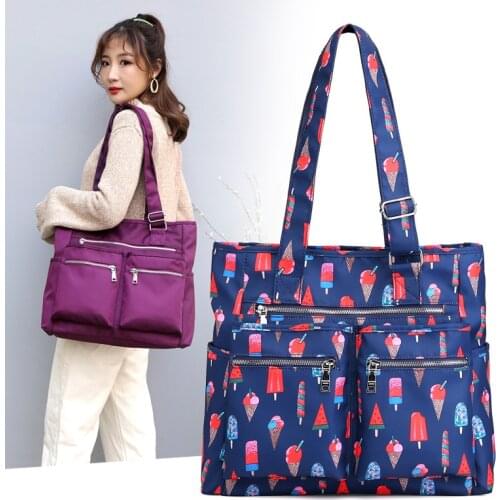 Waterproof bolsas Black Women Handbag Casual Large Shoulder Bag Nylon Tote Famous Brand Purple Handbags Mummy Diaper Bags