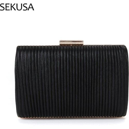 PU Fashion Causal Women Evening Bags Shoulder Chain Stripped Flap Design Party Handbags Holder Purse
