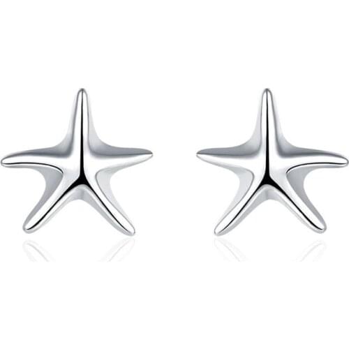 BABYLLNT 925 Silver Starfish Stud Earrings For Woman Wedding Engagement Fashion Party Charm Jewelry Gift
