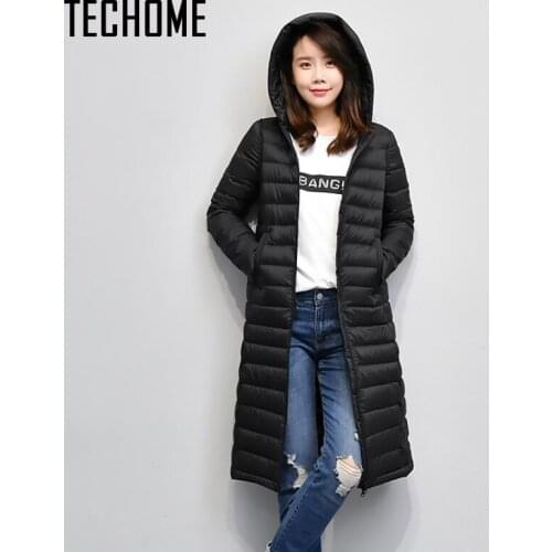 New Brand Ladies Long Winter Warm Coat Women Ultra Light 90% White Duck Down Jacket Womens Hooded Parka Female Jackets Women