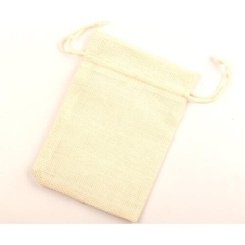 10Pcs Beige Cotton Linen Drawstring Package Bags Jewelry Candy Christmas Wedding Decoration Gifts Packaging Bags & Pouch
