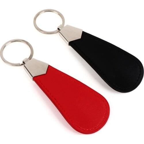 10cm Easy Carry Black Shoehorn Metal Durable Stainless Steel Faux Leather Portable Fashion Mini Shoe Horns Accessories Key Ring