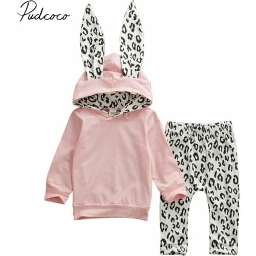 2019 Baby Spring Autumn Clothing Toddler Baby Girl Winter Clothes Long Sleeve Bunny Ears Hoodie Cotton Tops Pants Outfit 6M-4T