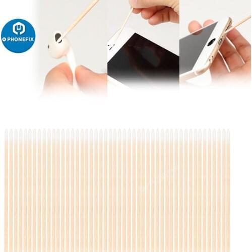 50pcs Disposable Superfine Cotton Swab Lint Free Micro Brushes Wood Cotton Buds Swabs for phone jack & charging port Cleaning