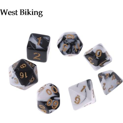 7 Pcs Acrylic Dice Black White Gold Points D4 D6 D8 D10 D12 D20 KTV Bar Nightclub Entertainment Tools Adult Toys