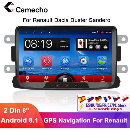 Camecho 2din Android 8.1Car Radio Multimedia Player 9''GPS Autoradio auto store For Renault Sandero LOGAN II Duster Dacia DOKKER