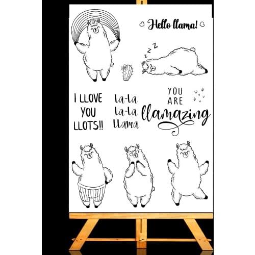 AZSG Happy Alpaca Rubber Clear Stamps Seal For DIY Scrapbooking/Card Making/Album Decorative Rubber Stamp Crafts