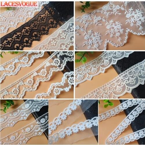 19Yards White Mesh Cotton Embroidery Lace Trim Handmade DIY Garment Needlework Sewing Accessories Fabric Clothing Decoration 231