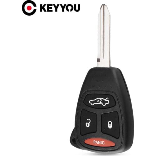 KEYYOU 4 Button Remote Key Fob Case Shell With Keychain For Chrysler 300 /Aspen /Jeep /Dodge