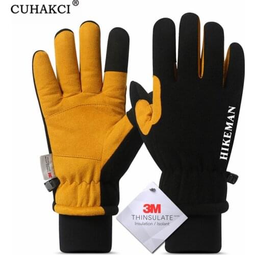 CUHAKCI Men Women Winter Gloves Waterproof Guantes Touched Screen Gloves Warm Riding Skiing Glove Sports Thick fleece Mittens