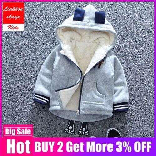 Childrens Windbreaker 2019 New Winter Fleece Jackets For Boy Trench Childrens Clothing Hooded Warm Outerwear Baby Kids Coats