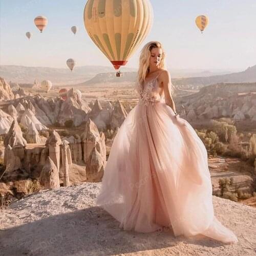 Elegant Pink Flowers Prom Dresses Hot Sale Backless Prom Gowns Pleated A-Line Evening Dresses 2021 Robe De Soiree Party Gowns