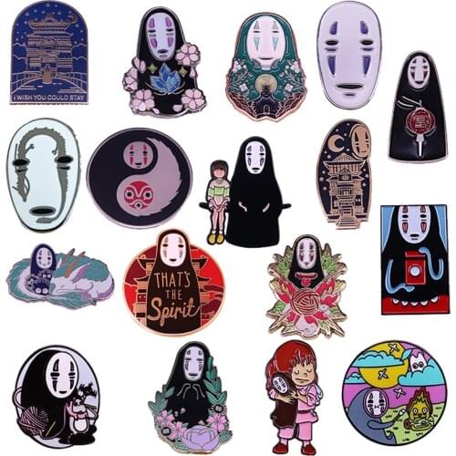No Face Enamel Pin Spirited Away Badge Lonely Spirit Friend Brooch Studio Ghibli Jewelry