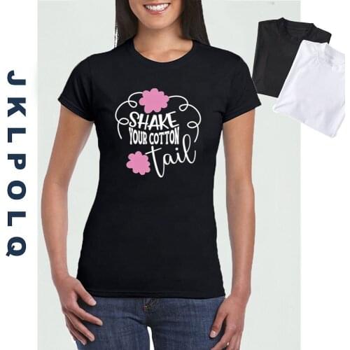 JKLPOLQ Womens Short Sleeve T-shirt Shakre Your Cotton Tail Funny Harajuku Cartoon Tops Tee 100% Cotton Tee Eu Size XS-3XL